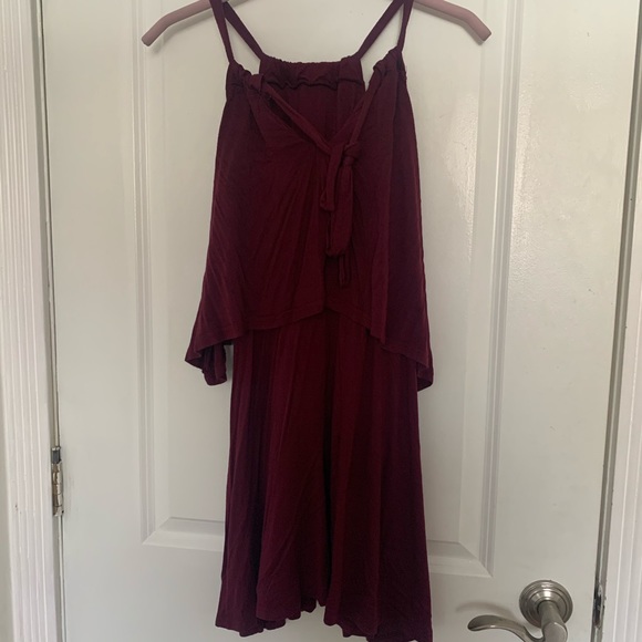 Maroon Double Layer Halter Dress - Picture 5 of 5